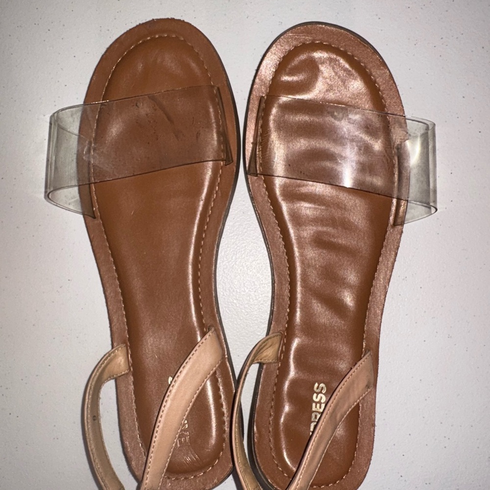 Express Women's Clear and Tan Sandals